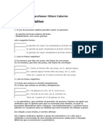 Exercício Sobre o Pronome Relativo Que