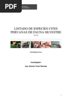 Listado de Especies Cites Peruanas de Fauna Silvestre