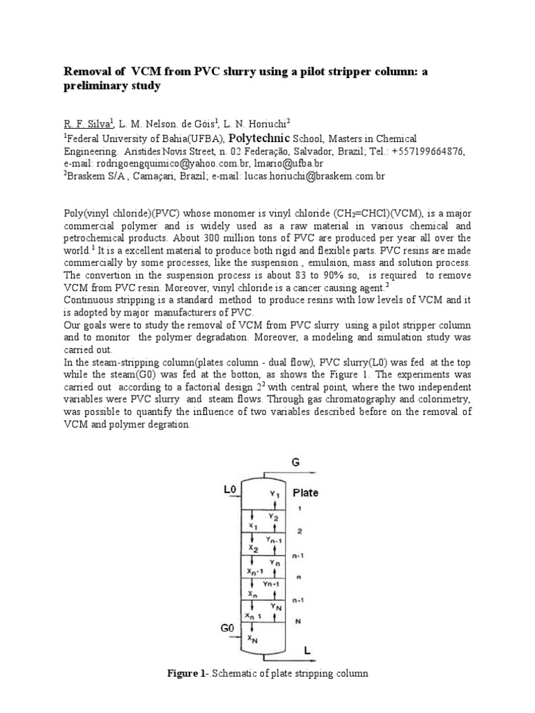 VCM Removal from PVC Slurry Study | PDF | Polyvinyl Chloride | Polymers