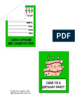 Birthday Invite Green Cake PDF