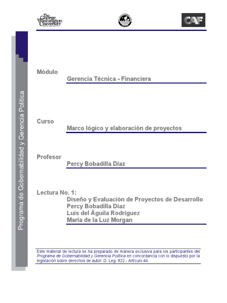Lectura 1 - Diseño y Evaluación de Proyectos de Desarrollo | PDF ...