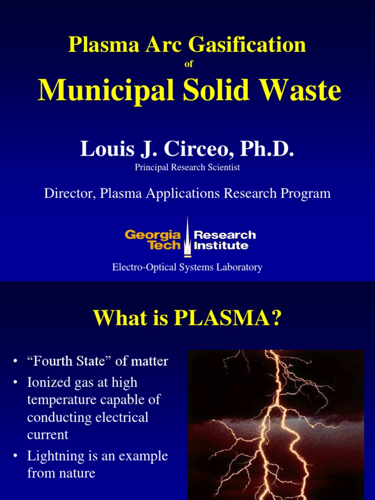 Plasma Arc Gasification of MSW | PDF | Gasification | Municipal Solid Waste