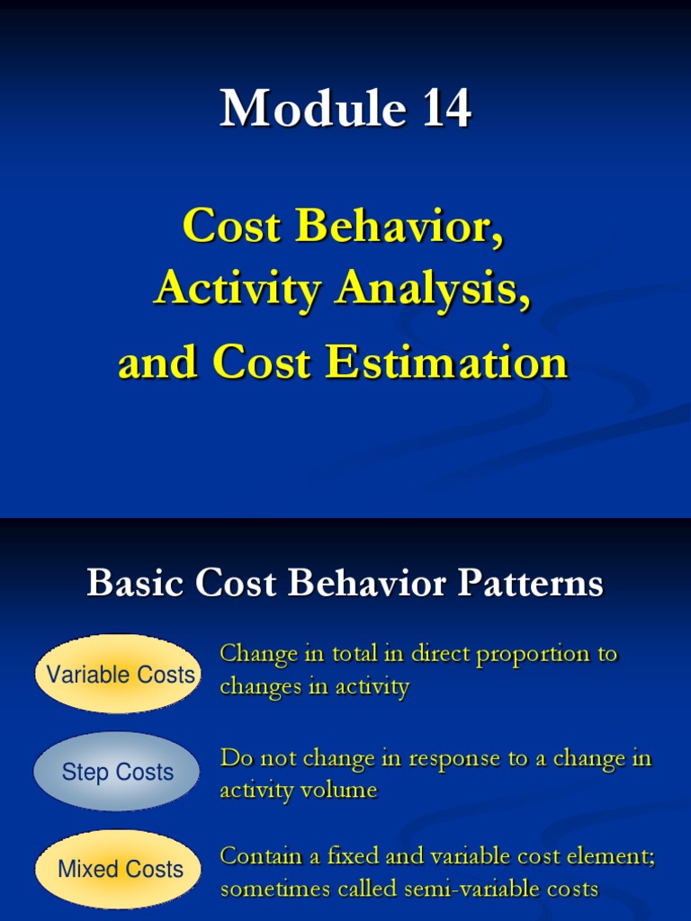 Cost Behavior, Activity Analysis, and Cost Estimation | PDF ...
