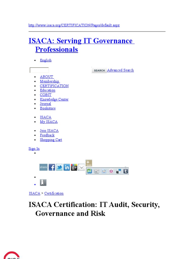 ISACA Certification IT Audit Security Governance and Risk