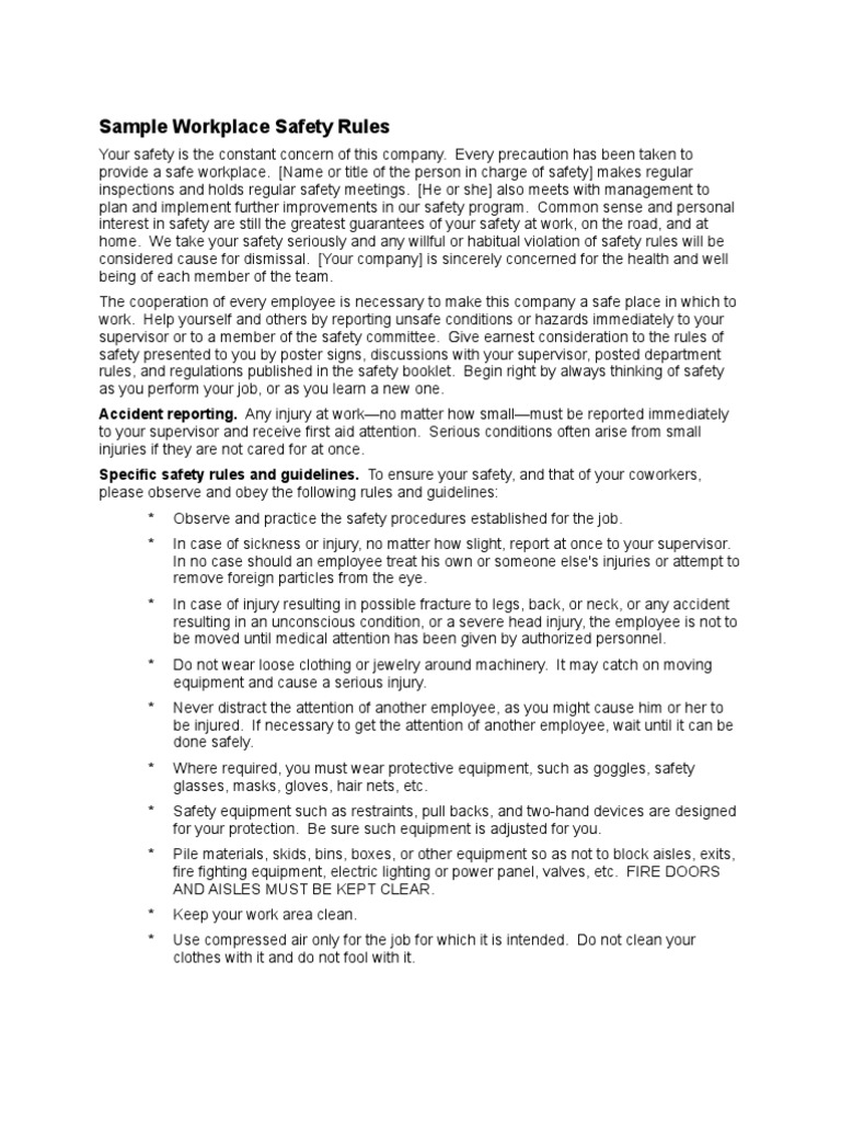 Essential Workplace Safety Guidelines | PDF
