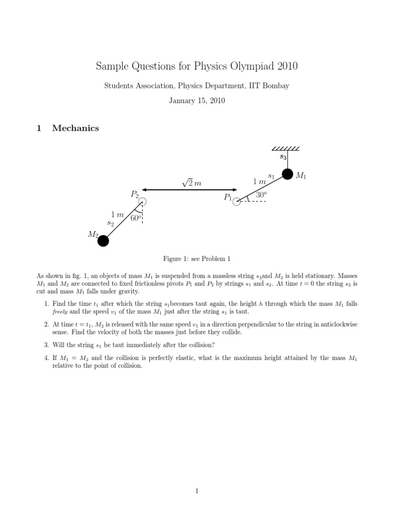 Mechanics Sample Questions for Olympiad | PDF | Electron | Atomic Nucleus