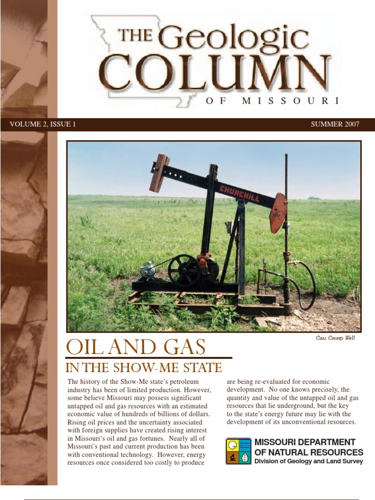 The Geologic Column of Missouri Vol 2 Issue 1 PDF Petroleum