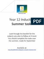 Year 12 Induction - summer preparation work