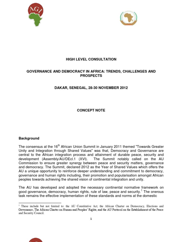 Governance and Democracy in Africa | PDF | African Union | Governance