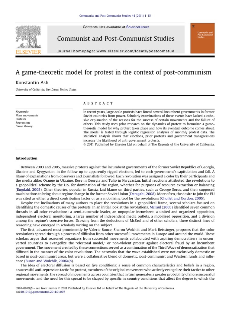 Game Theory Model of Post-Communist Protests | PDF | Revolutions Of ...