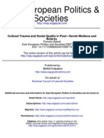 Qultural Trauma and Social Quality in Post Soviet Moldova and Belarus