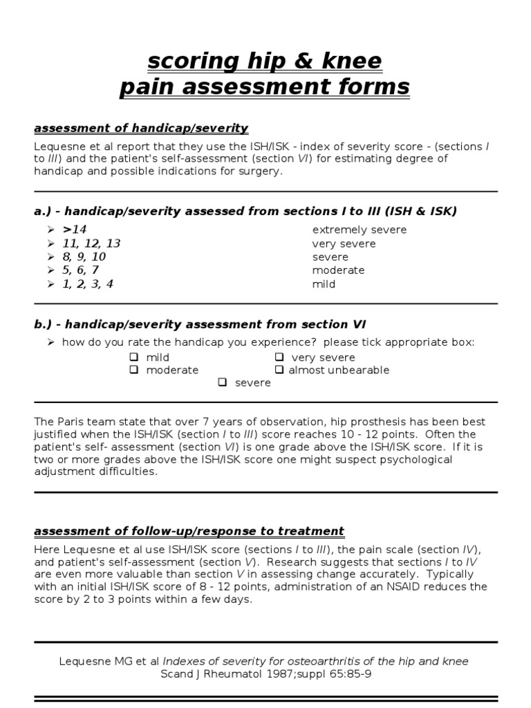 Hip & Knee Pain Severity Guide | PDF | Finance & Money Management ...