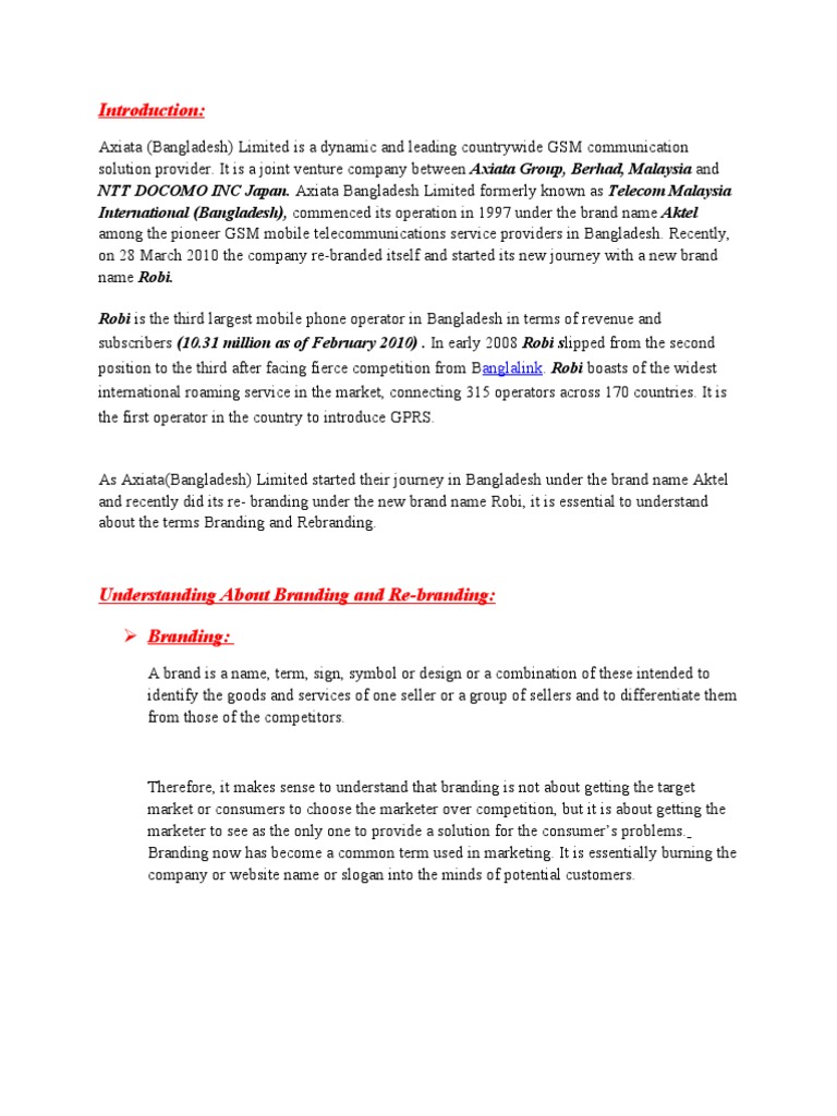 Customer Perception Towards Rebranding (AKTEL To ROBI) | PDF | Business ...