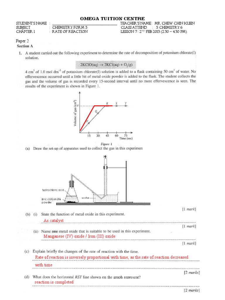 Chemistry Form 5: Rate of Reaction Analysis | PDF