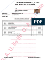 O. A. U. Ile Ife O. A. U. Ile Ife: Obafemi Awolowo University, Ile-Ife Course Registration Form