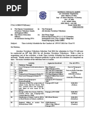 Time Activity Schedule 2011