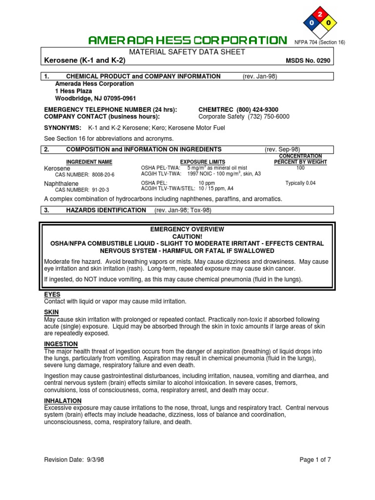 Kerosene K1 & K2 PDF Firefighting Flammability