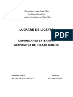 COMUNICAREA EXTERNĂ ÎN ACTIVITATEA DE RELAŢII PUBLICE