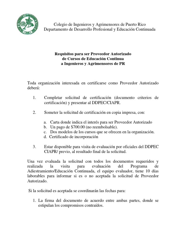 Requisitos Para Ser Proveedores Autorizado