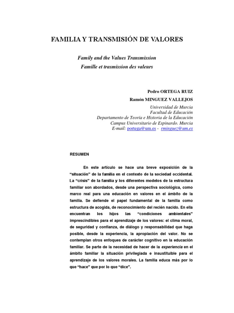 Familia y Valores en Crisis Social | PDF | Familia | Sociedad