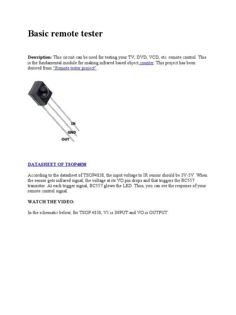 Basic IR Remote Control Tester | PDF | Home & Garden | Technology ...