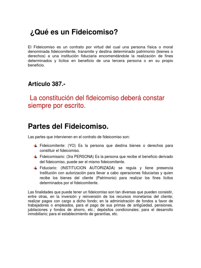 Que Es Un Fideicomiso Ley De Fideicomiso Virtud