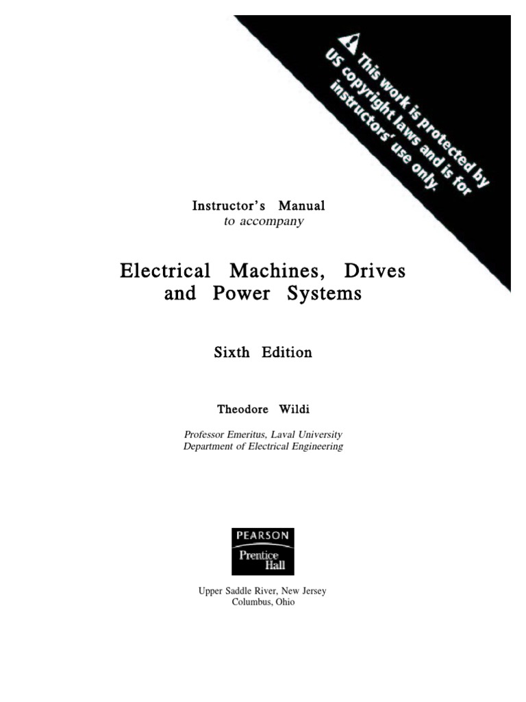 Manual SolutionsElectrical Machines, Drives and Power Systems 6th Ed