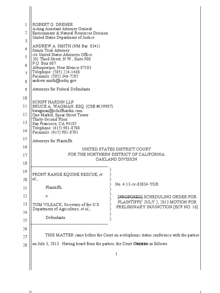 Order in CA 7-3 Re Scheduling | PDF | Injunction | California
