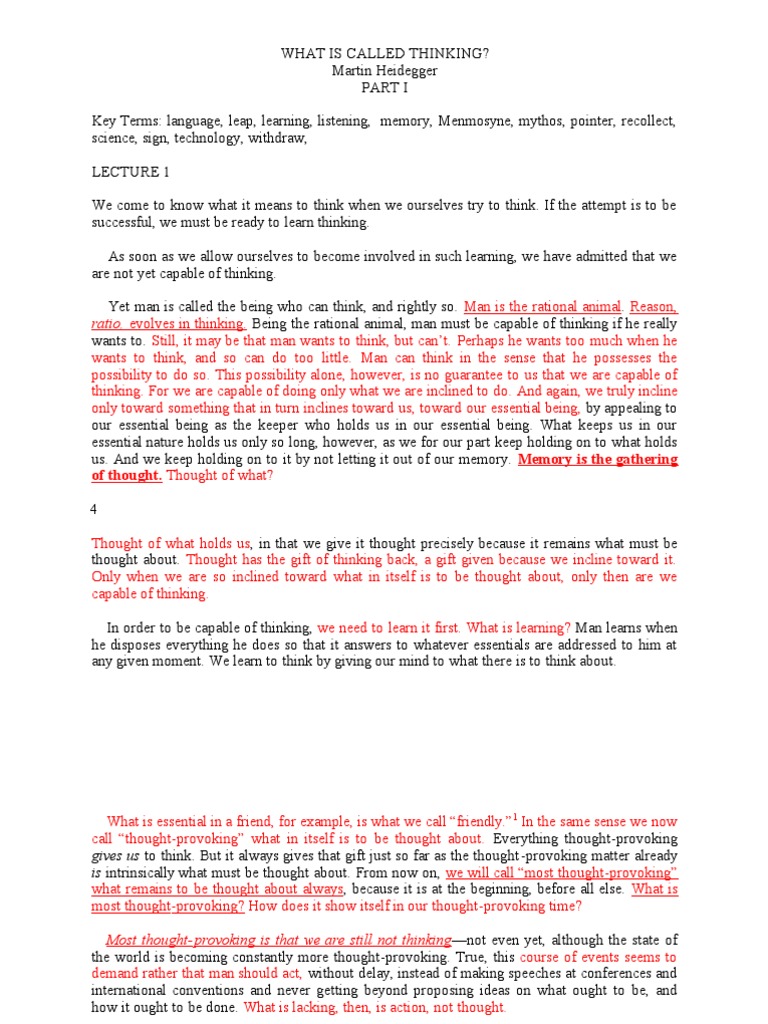 What Is Called Thinking PDF Thought Logos