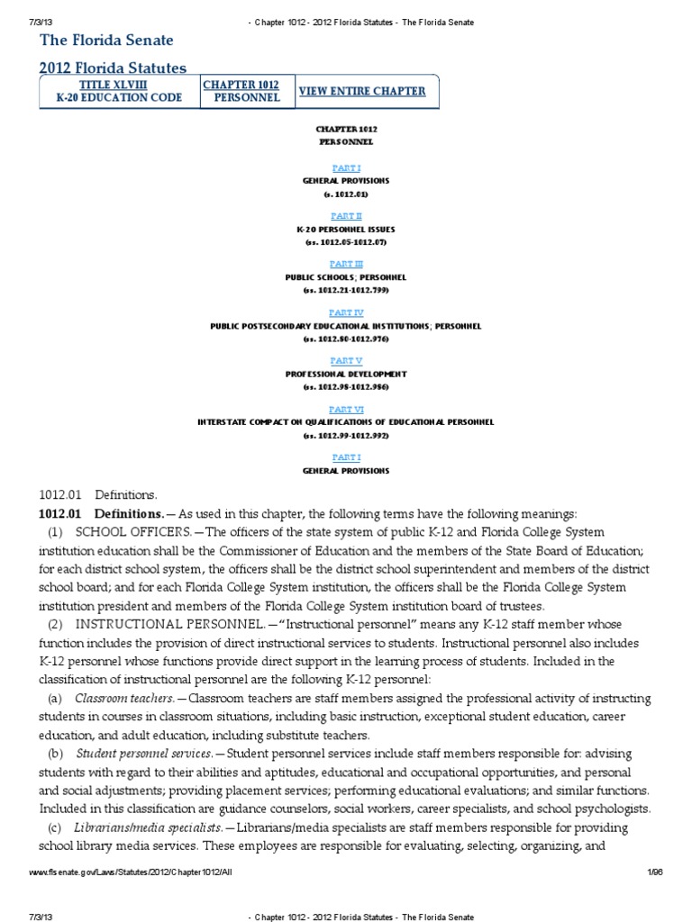 Chapter 1012 2012 Florida Statutes The Florida Senate PDF