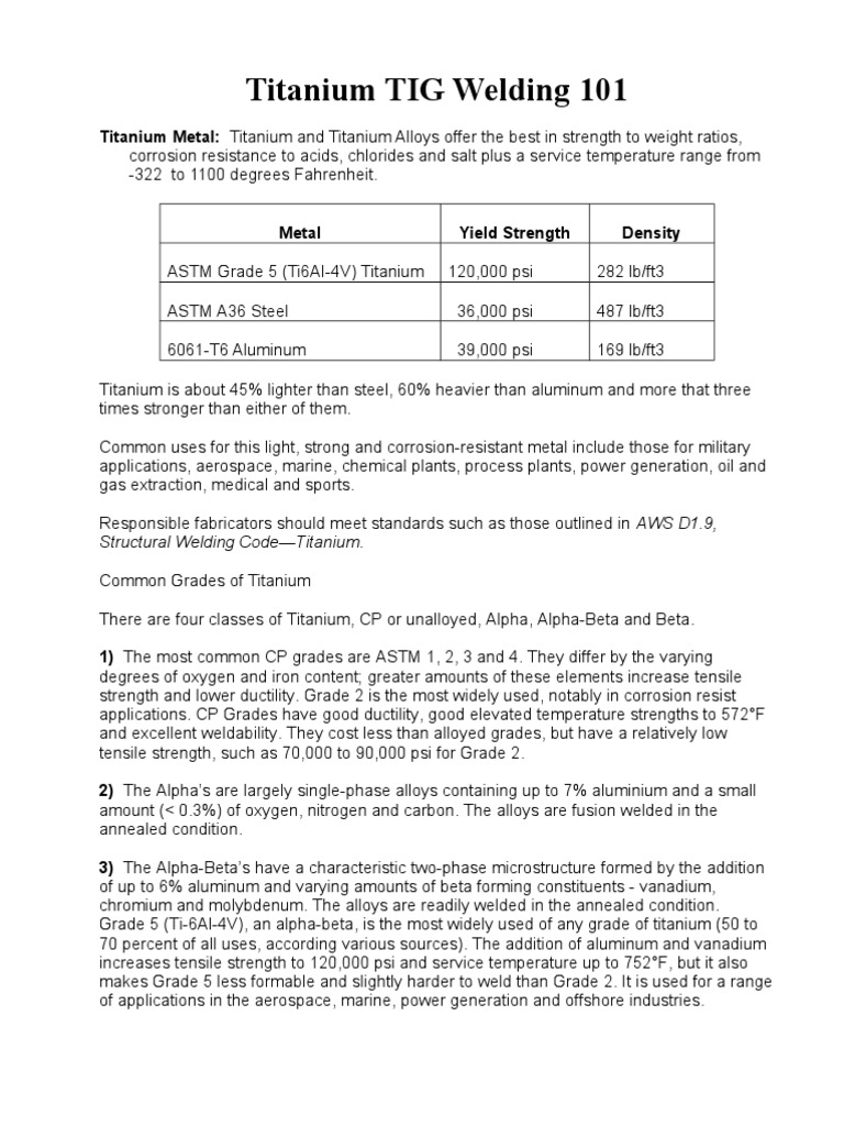 About Titanium Welding PDF Titanium Welding