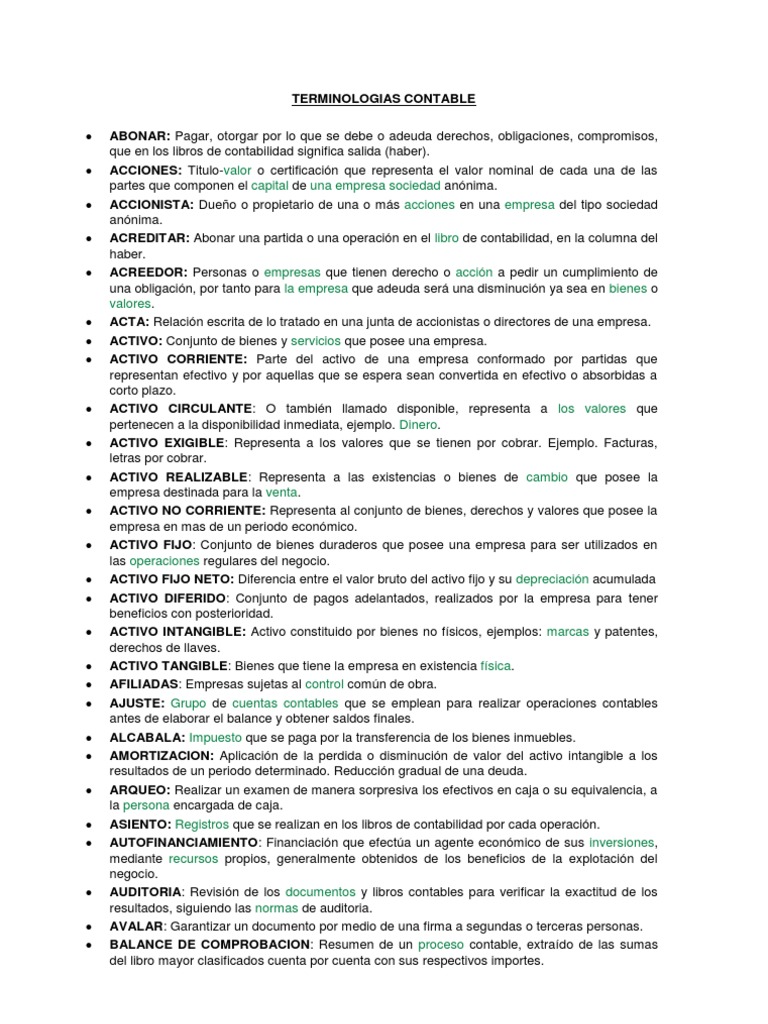Terminologia Contable | PDF | Compartir (Finanzas) | Contabilidad