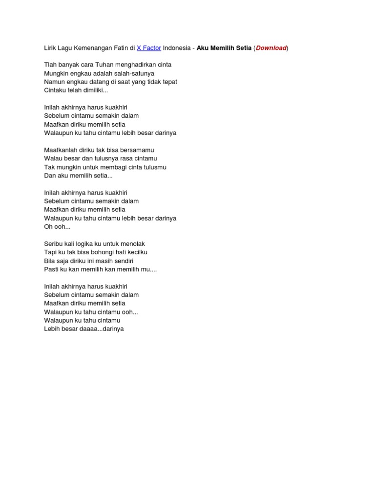 Lirik Lagu Kemenangan Fatin Di Pdf