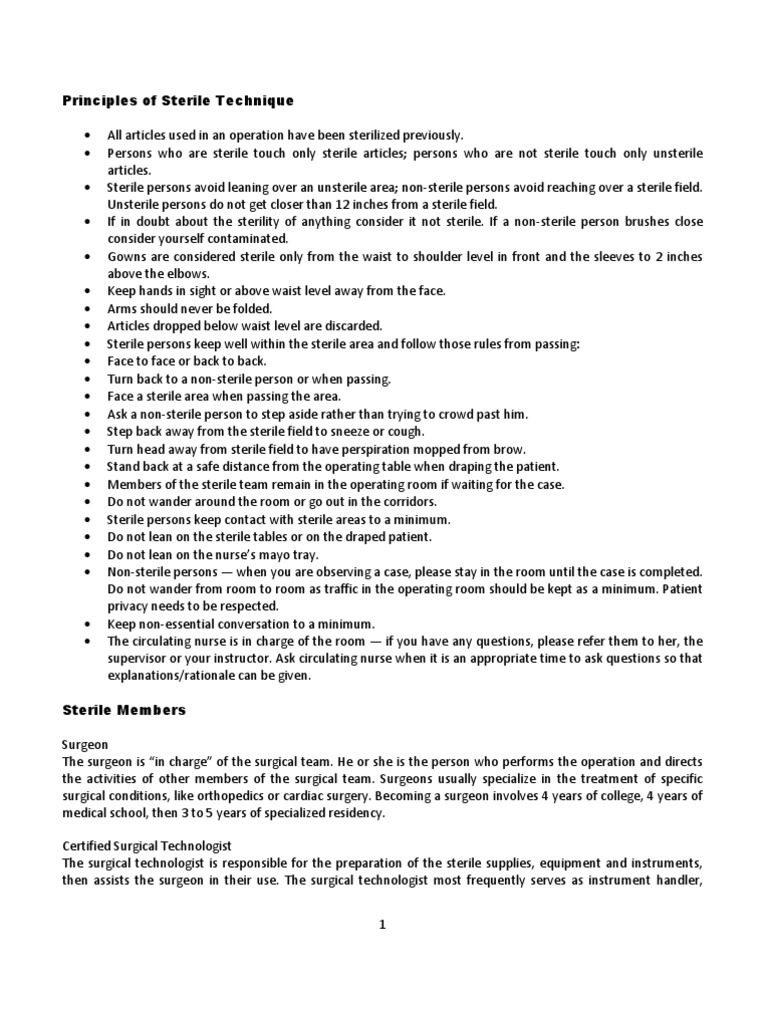 Principles of sterile technique download free pdf cataract