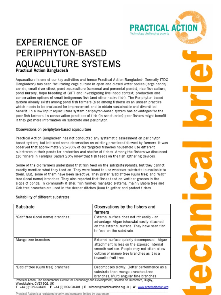 Periphyton Aquaculture System | PDF | Aquaculture | Pond