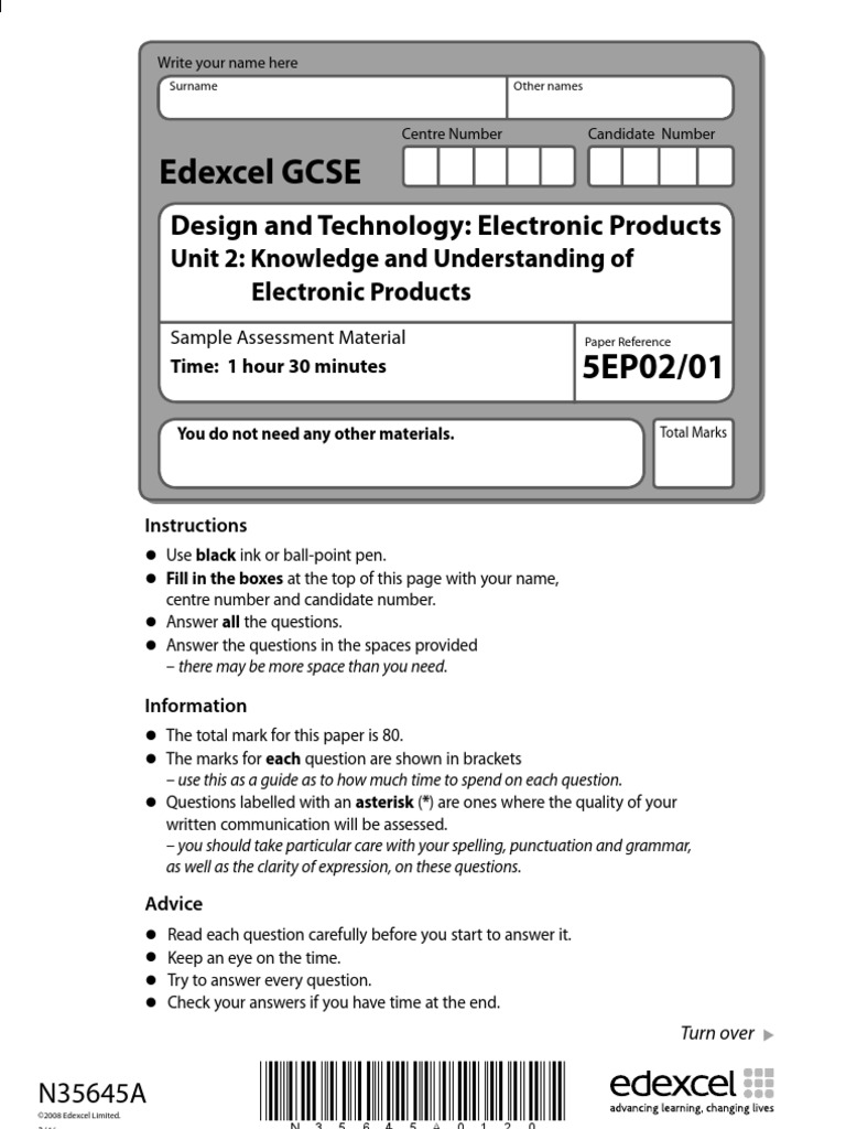 Edexcel GCSE Electronics Assessment Guide | PDF | Electrical ...
