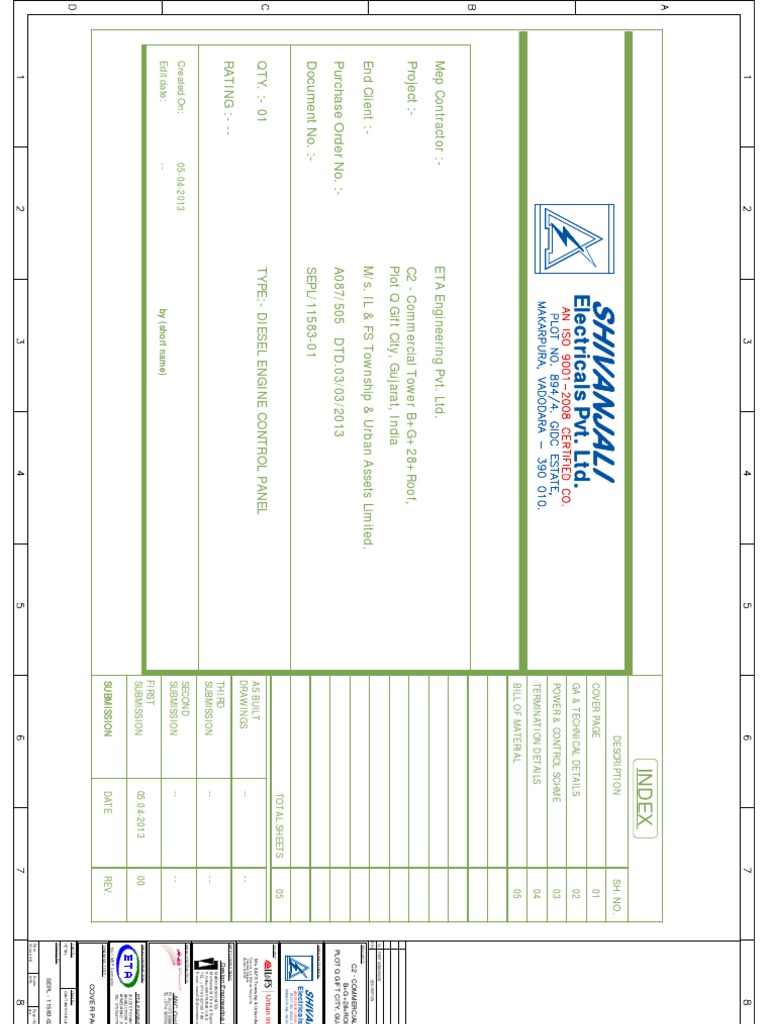 Diesel Engine Control Panel Drawing PDF Manufactured Goods