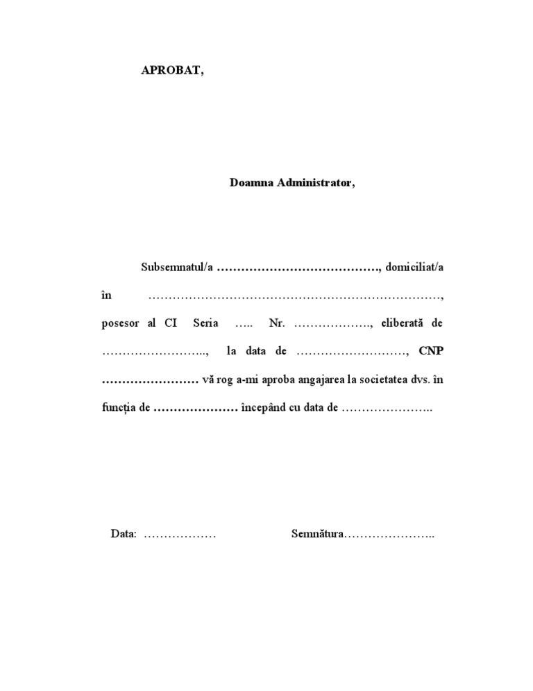 Model Cerere De Angajare 2021