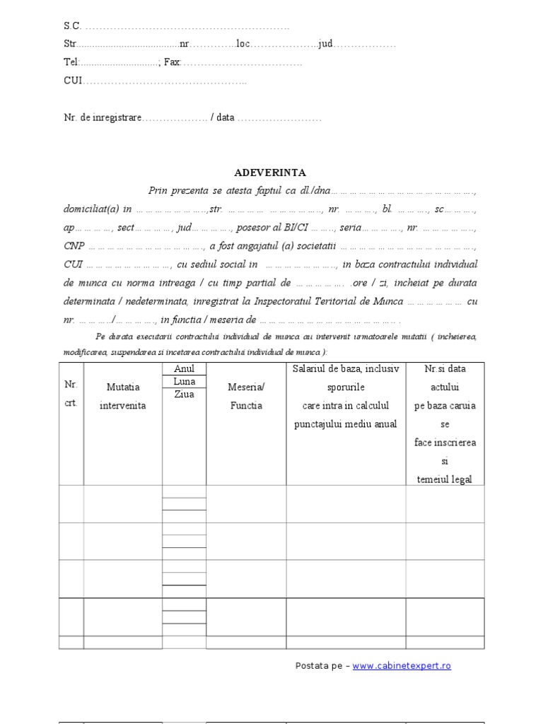 Model Adeverinta Vechime Pdf — Descarcă