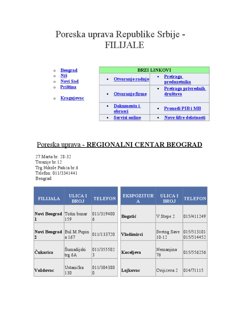 Poreska Uprava Republike Srbije Obrasci – MDNT