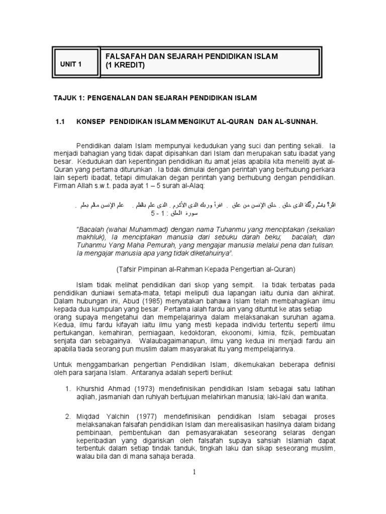 Pengenalan Dan Sejarah Pendidikan Islam Pdf