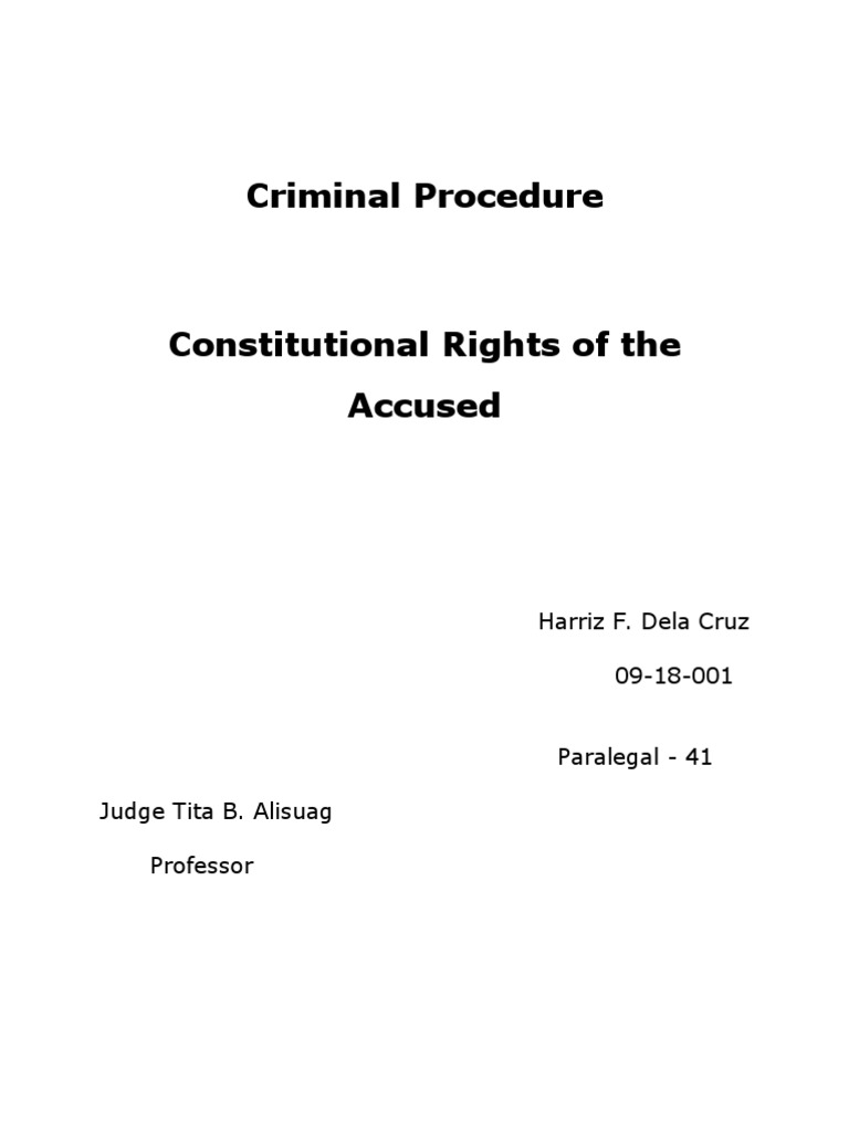 Constitutional Rights of the Accused | PDF | Bail | Miranda Warning