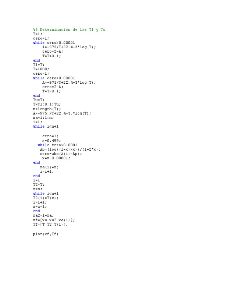 Determining Tl and Tu Values in MATLAB | PDF