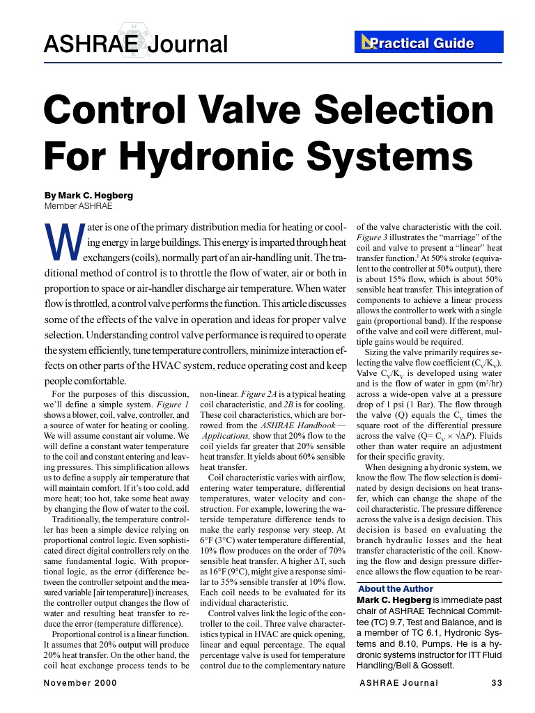 Control Valve Selection For Hydronic Systems Understanding Valve