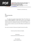 Carta Entrega De Obsequios A Clientes - Sample Web q