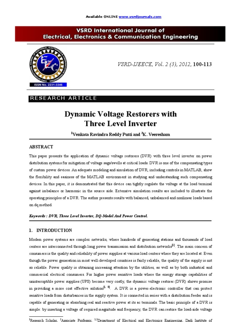 Dynamic Voltage Restorer Insights | PDF | Power Inverter | Power ...