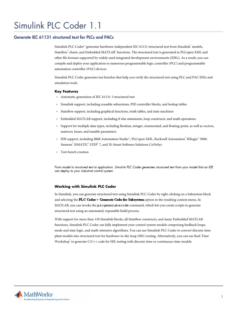 Simulink PLC Coder | PDF | Programmable Logic Controller | Matlab