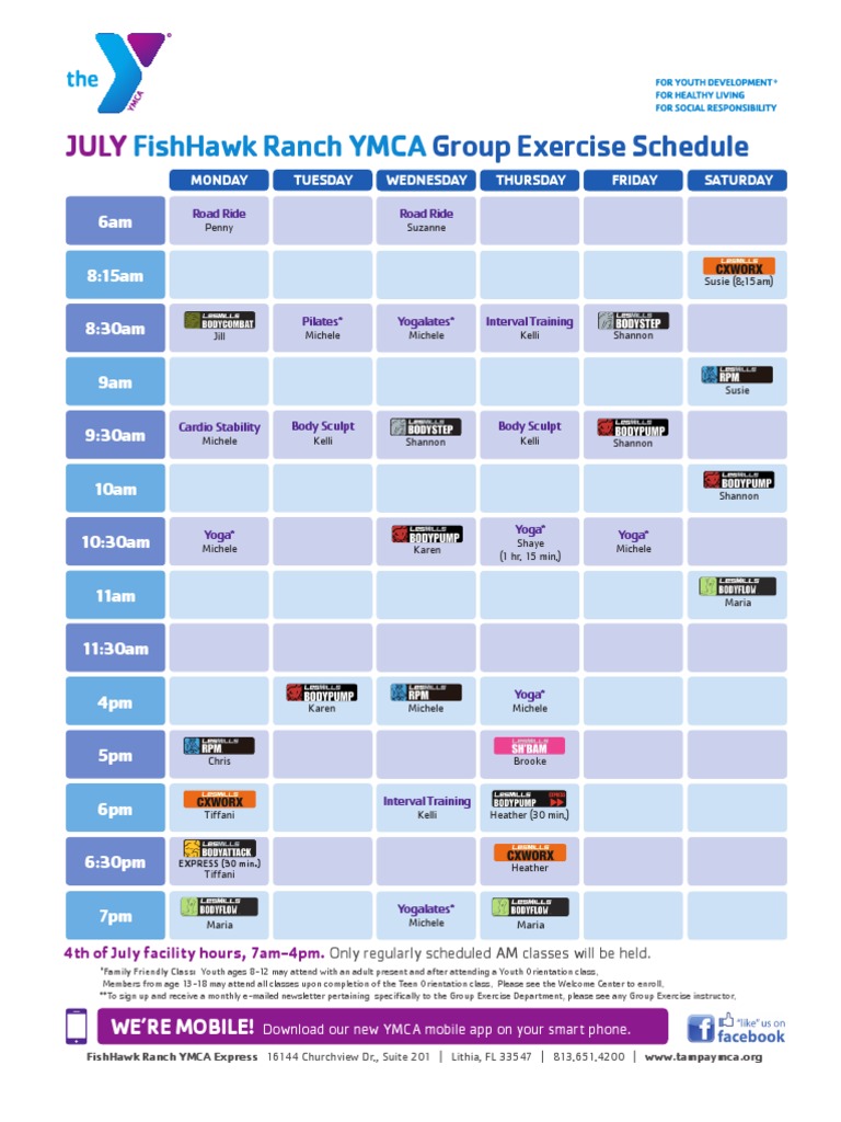 Metuchen Ymca Group Exercise Schedule Pdf