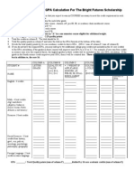 Formula For Weighted GPA Calculation For The Bright Futures Scholarship