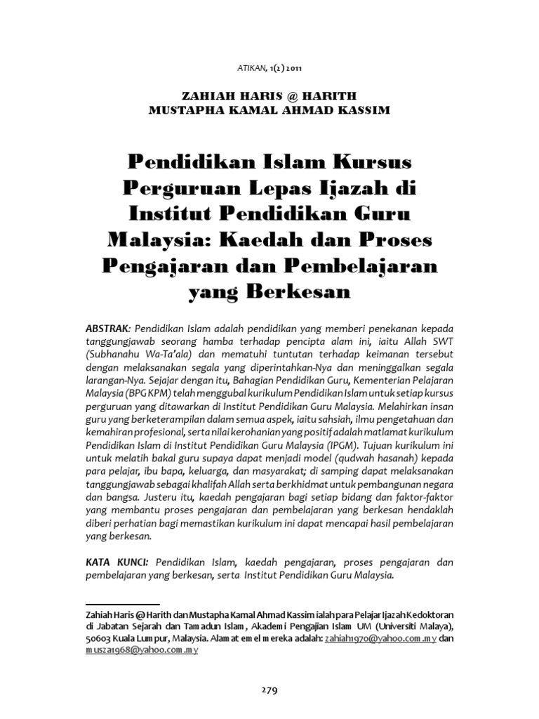 Pengajaran Pembelajaran Akidah Islam Pdf
